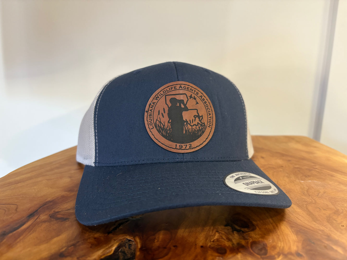 Dark Tan Circular Leather Patch Cap