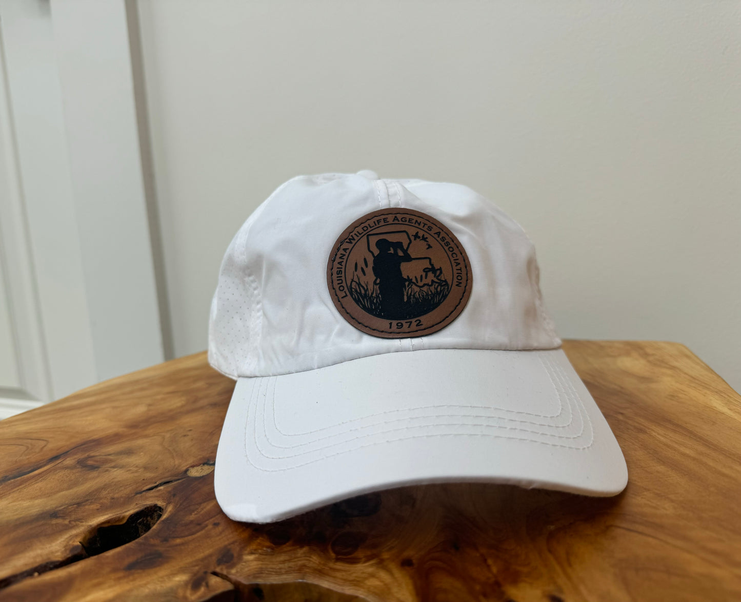 Dark Tan Circular Leather Patch Ladies Ponytail Cap